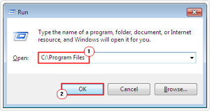run -> c:\program files