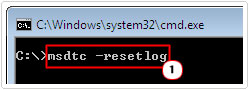 cmd -> msdtc –resetlog