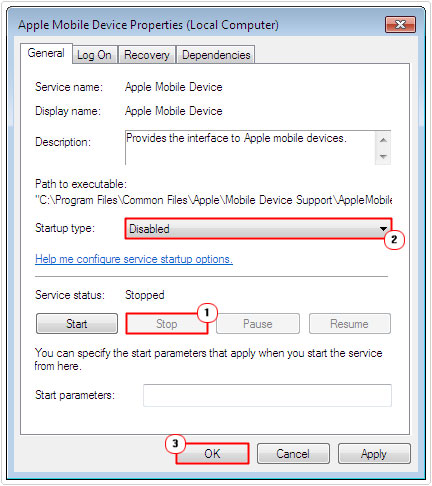 Apple Mobile Device -> disabled