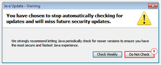 java warning -> Do Not Check