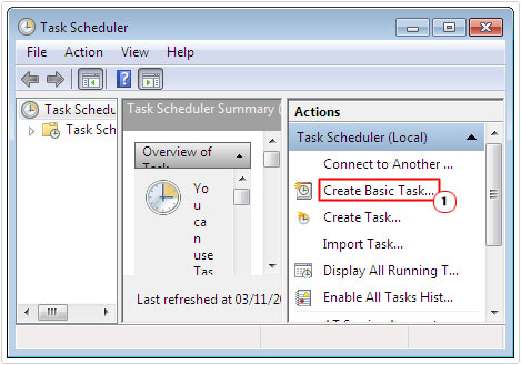 task scheduler -> Create Basic Task