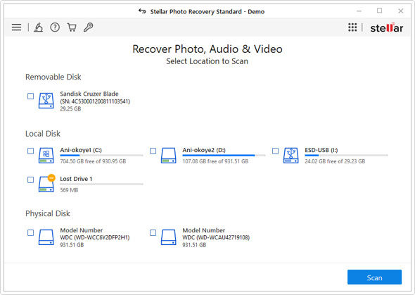 front screen for photo recovery