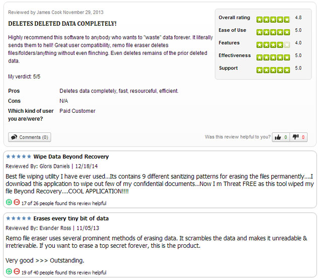 remo file eraser testimonials