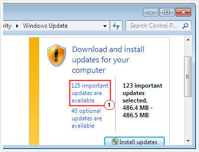 windows update -> important updates available
