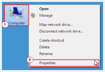 my computer -> properties