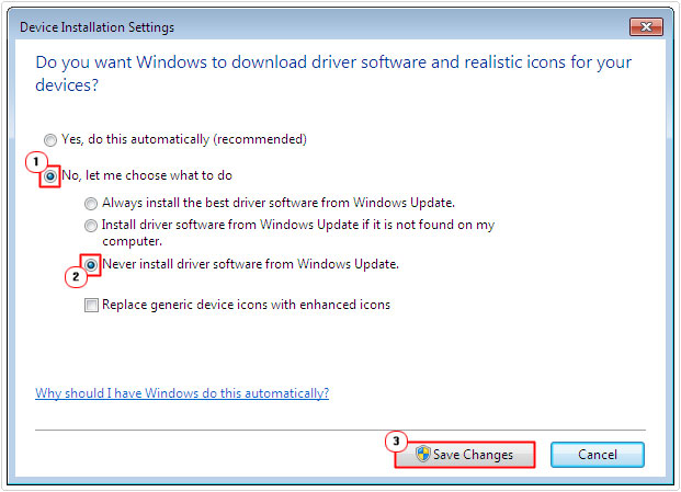 driver installation settings -> disable automatic updates