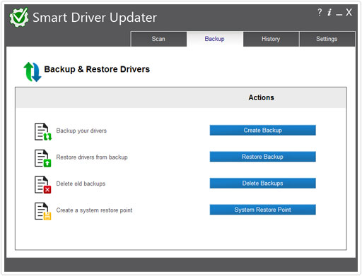 smart driver updater backup area
