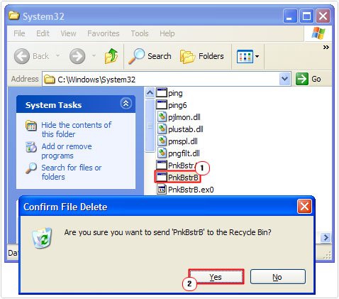 system 32 -> delete PnkBstrB file
