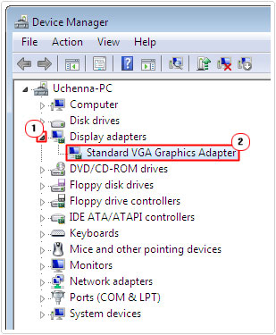 open graphics card properties in device manager
