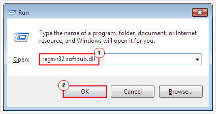 run command -> regsvr32 softpub.dll