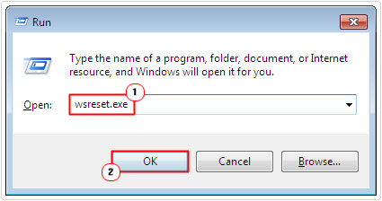 reset windows store using run command