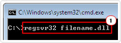 command prompt -> regsvr32 filename.dll