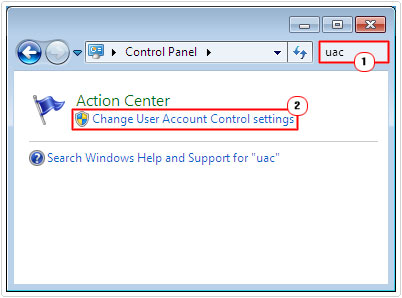 click on UAC in control panel