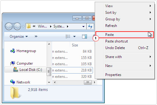 system32 folder -> paste -> mss32.dll