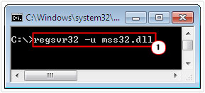 run regsvr32 -u mss32.dll command to unregister file