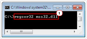 register file with regsvr32 mss32.dll command