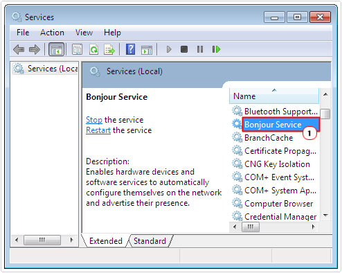 services.msc -> Bonjour Services