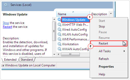 servies -> windows update -> restart to fix 0x8024001f