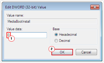 regedit -> Edit DWORD Value -> 0