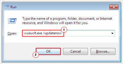 run windows update using run command to fix Runtime Error 76