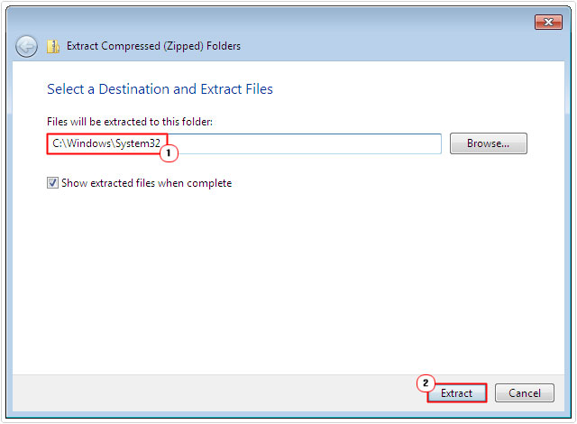 extract to system32 folder
