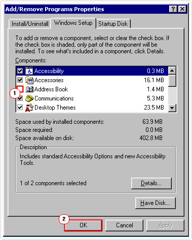 component wizard -> address book