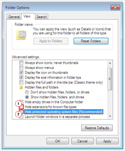 folder options -> disable hide file types