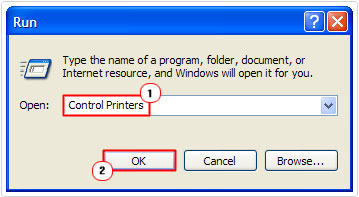 open printers using run command box to fix Runtime Error 482