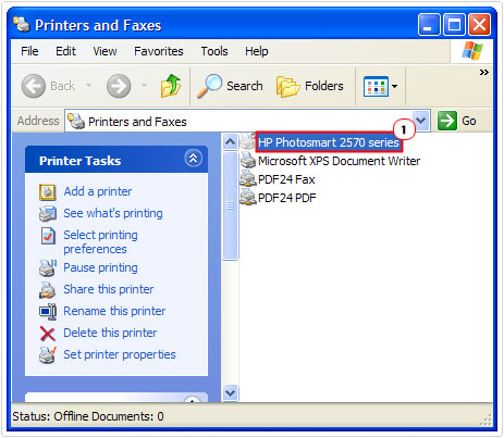 printer folder - open printer