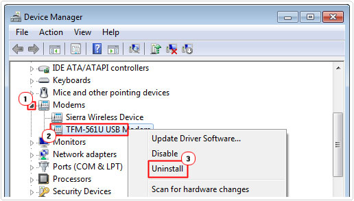 uninstall device in device manager