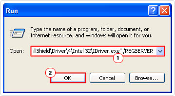 re-register IDriver.exe file using run