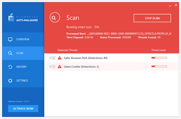 Plumbytes Anti-Malware Review the scanning feature