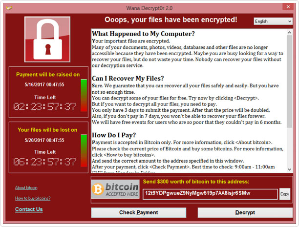 image of WannaCry ransomware virus