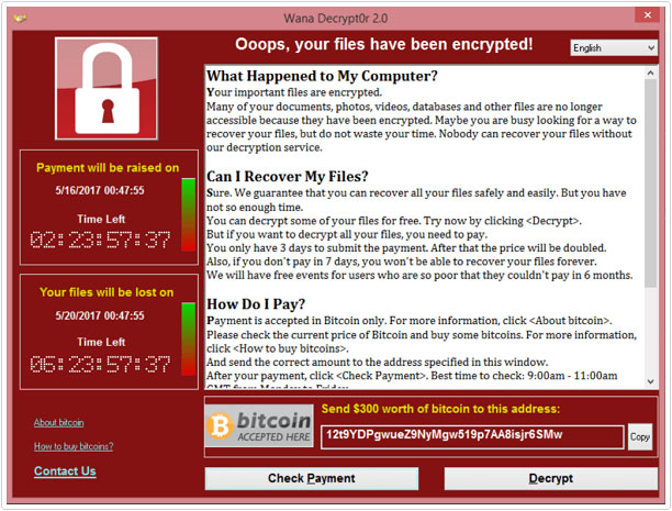 image of WannaCry ransomware virus