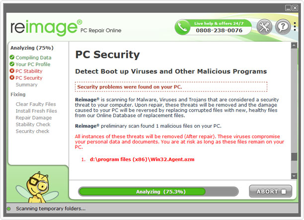 reimage -> registry and virus scan
