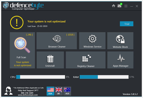 Defencebyte Computer Optimizer -> main menu