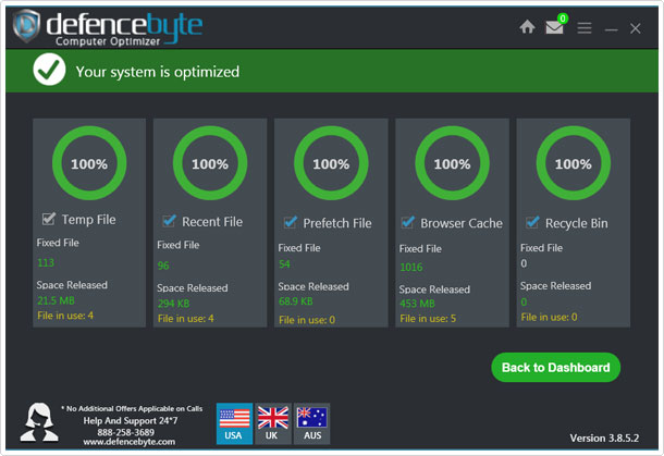 Defencebyte Computer Optimizer -> full scan complete