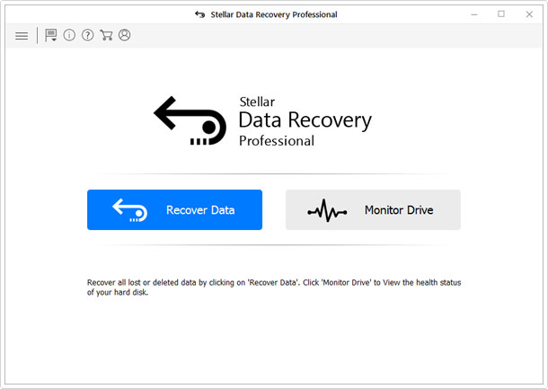 main menu with Recover Data and Monitor Drive options