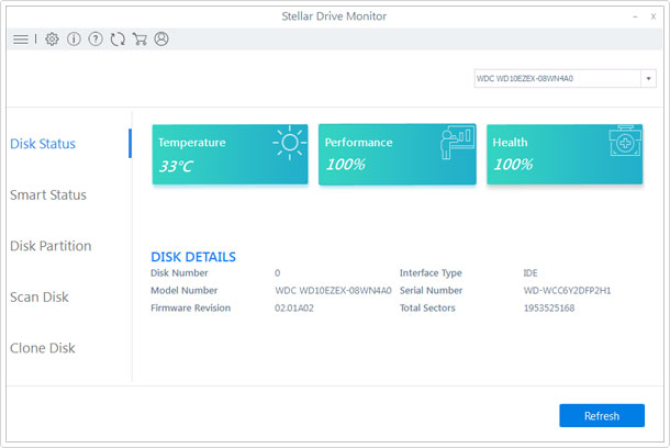 Monitor Drive diagnostic main page