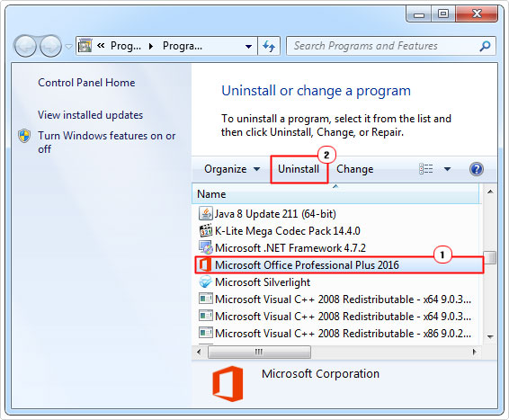 remove ms office plugin in add or remove programs