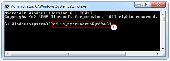 enter cd %systemroot%\SysWow64 directory in command prompt