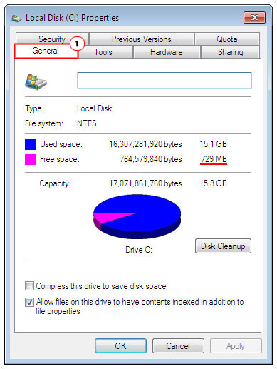 check hard drive space in hd properties