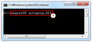 re-register actxprxy.dll file in command prompt