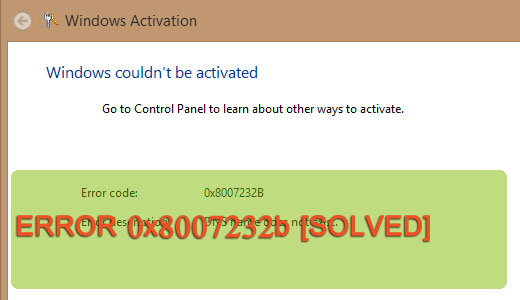 error rule 0x8007232b w systemie Windows Vista