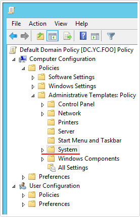 navigate to System path in group policy