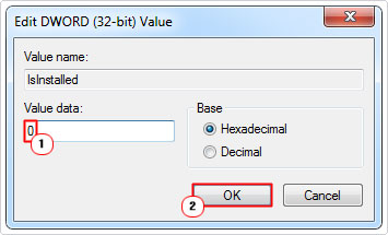 set IsInstalled data value to 0