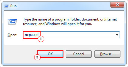 open network properties using run box