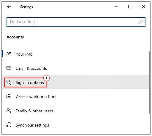 click on sign-in options in accounts