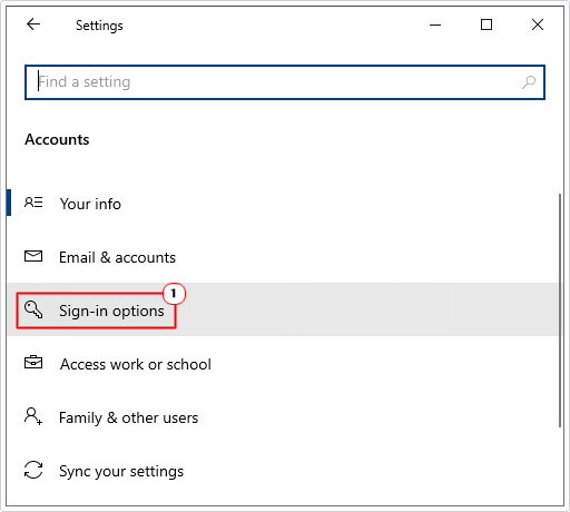 click on Sign-in Options from accounts