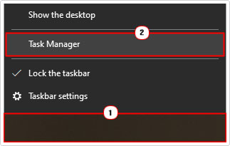 open task manager using taskbar